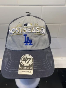 Los Angeles Dodgers MLB Postseason Adjustable Hat Cap Playoffs '47 Clean Up LA - Picture 1 of 5
