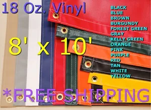 8' x 10' 18 oz. Telo vinile impermeabile resistente - Copertura attrezzatura rimorchio camion - Foto 1 di 16