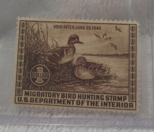 FEDERAL DUCK STAMP $1 1939 unused sweet condition Green-Winged Teal