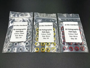 8mm (21/64") 3D Stick On Eyes - 3 Colours: Silver, Gold & Red (pack 20) - Picture 1 of 4