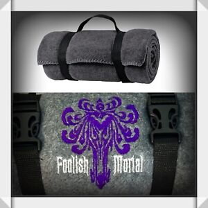 WDW ✨ Haunted Mansion “ FOOLISH MORTAL ” Port Authority Fleece Blanket w Strap