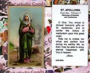 St. Saint Apollonia + Prayer -(G)  Laminated  Holy Card GAN292 - Picture 1 of 3