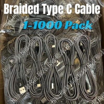 Braided USB Type-C Fast Charging Charger Cable Cord Lot For Samsung iPhone 15 16 - Image 1 of 4
