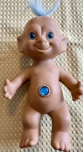 VTG Ace Treasure Troll Wishstone 11" Newborn Baby Doll Blue Heart Gem Belly - Picture 1 of 7