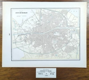 Vintage 1894 DUBLIN IRELAND Map 14"x11" ~ Old Antique Original GUINNESS BREWERY - Picture 1 of 14