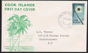 COOK IS 1965 Solar Eclipse FDC - special Manuae cds in deep violet.........A7871 - Picture 1 of 1