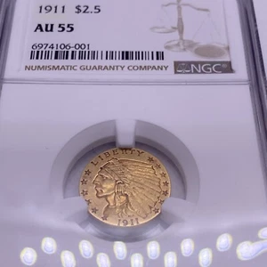 Goldmünze Indian Head 1911 2,5 $ NGC AU55 - Bild 1 von 3