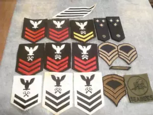 VINTAGE LOT OF 17 US NAVY MILITARY PATCHES (RANKS & UNIT & SHOULDER BOARDS) - Picture 1 of 8