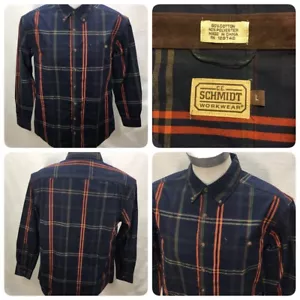 C.E. Schmidt Workwear Shirt Sz L Blue Heavy Button Front Long Sleeve Plaid    B9 - Picture 1 of 9