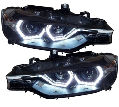 Scheinwerfer für BMW F30 F31 LCI 15-2018 schwarz Led Tagfahrlicht links rechts - Bild 1 von 4