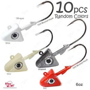 10 piezas 6oz Shad Jig Head 32786 MUSTAD 2x gancho fuerte 10/0 níquel color aleatorio NUEVO - Imagen 1 de 12