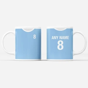 Personalised Manchester City Colours Football Mug Birthday Anniversary Christmas - Picture 1 of 4