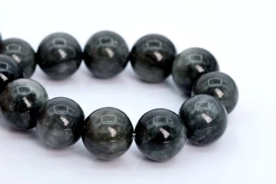 Cuentas sueltas redondas de crisoberilo gris natural genuino de 12-13 mm AA de 8" Foto 1 de 2