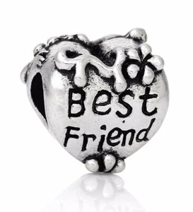 Dije europeo Best Friend corazón agujero grande cuentas C104 - Imagen 1 de 3