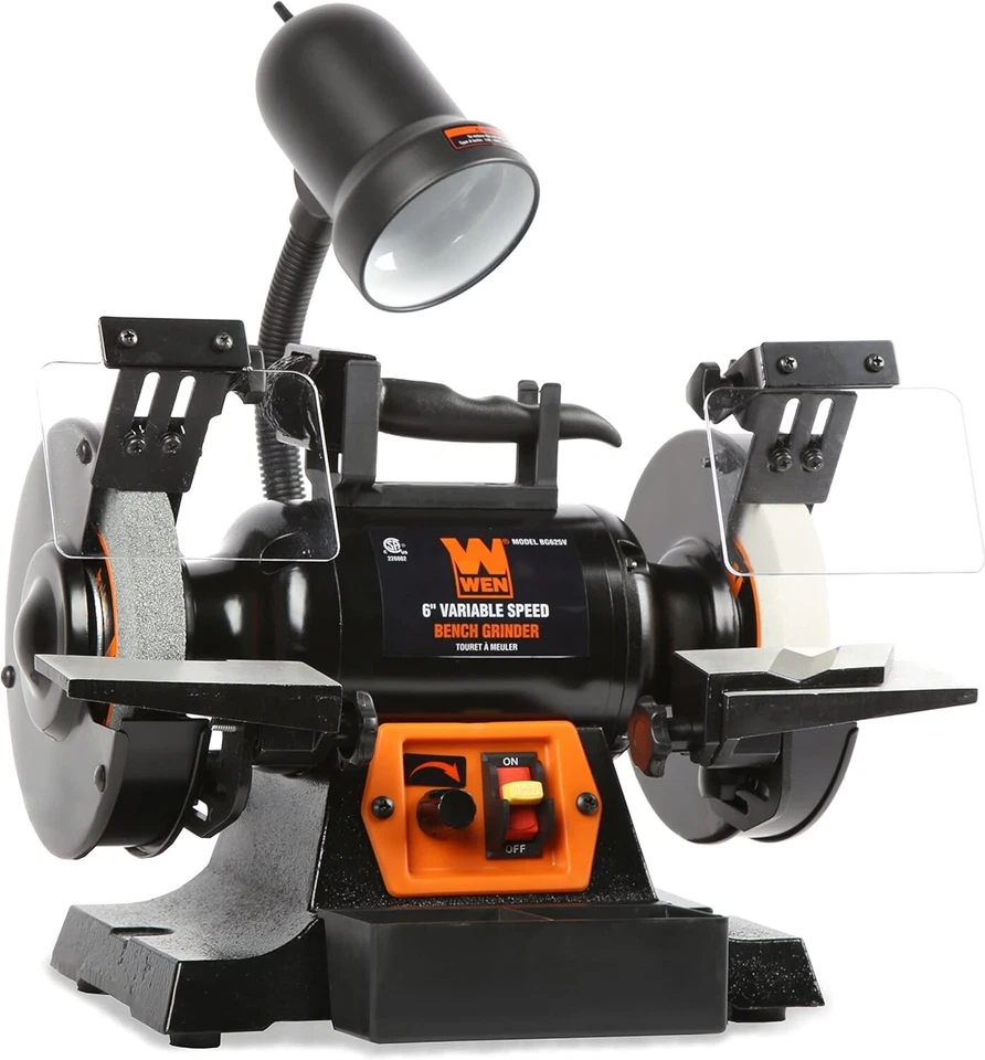 WEN BG625V 2.5-Amp 6-Inch Variable Speed Bench Grinder with Flexible Work Light - Image 1 of 4