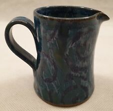 British Studio Pottery Blue Green Anstract Glazed Jug Stamped C H Marked S H