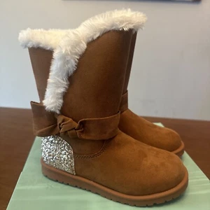 Girls Magellan brown faux suede whitefur Sz 12Y sherpa boots sequin sparkle - Bild 1 von 6
