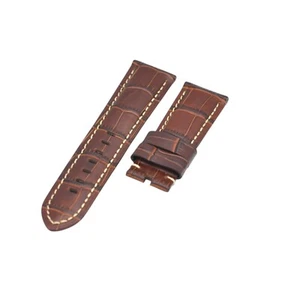 Correa de reloj de cuero marrón 22x20 mm para sumergible Panerai Luminor Marina - Imagen 1 de 6