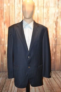Ermenegildo Zegna Men Navy Blue 2 Front Brass Button Sports Coat Size 44L - Picture 1 of 11