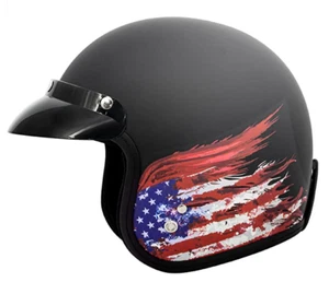 Casco de motocicleta cara abierta VCAN V85C 3/4 bandera negra mate aprobado punto grande - Imagen 1 de 4