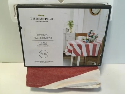 Threshold 70" Round Red & White Stripe Tablecloth  Christmas 2021 New - Image 1 of 4