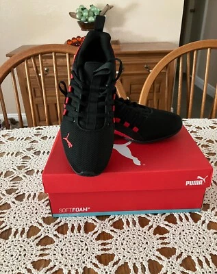 Never worn in the box Puma Axelion Break Jr Children’s Sz 6C Black and Red - Image 1 of 4