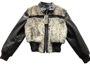 Nueva con etiquetas Chaqueta de Cuero Bombardero Negra y Gris para Mujer Talla 2XL Revestimiento Extraíble - Imagen 1 de 22