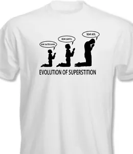 T-Shirt Evolution of Aberstition T-Shirt Weihnachtsmann Ostern Gott Atheist Anti-Religion - Bild 1 von 1