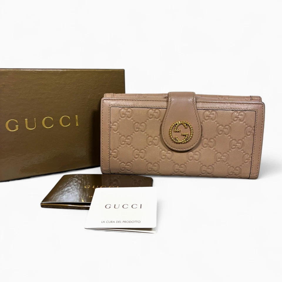 GUCCI Cartera Larga Plegable I 269970 Entrelazada G Guccissima Rosa USADA con Caja Italia Foto 1 de 4