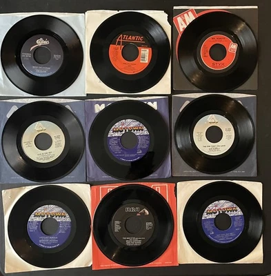 Lot Of 9 45 RPM Records UNTESTED 80s Decor The Clash INXS STYX Alan Parsons - Image 1 of 4