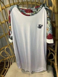 SikSilk Shirt Mens X Large White Floral Sik Silk Short Sleeve Shirt Cotton - Picture 1 of 8