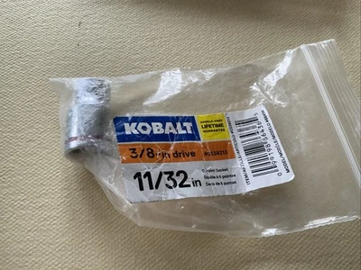 KOBALT 338213,  11/32in.  3/8 Drive 6pt SAE Socket-Red Stripe-Store Packaging - Image 1 of 4