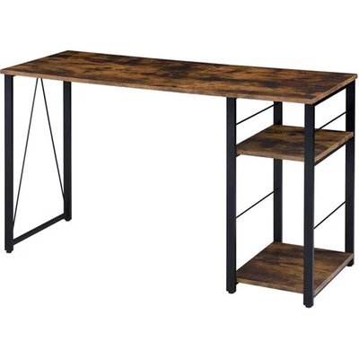Vadna Wooden Top Writing Desk in Weathered Oak and Black - Image 1 of 4
