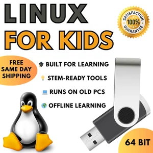 Linux pour Enfants - Clé USB pour PC | Système d'exploitation adapté aux enfants - Photo 1/9
