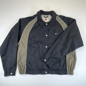 Vintage 90's NIKE 2tone black nylon windbreaker jacket Women's Sz Lg Vented Back - Picture 1 of 17