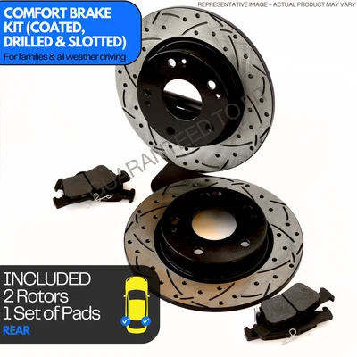 Ceramic Brake Pads and Drilled Disc Rotors for Dodge Grand Caravan Journey Town  - Image 1 of 4