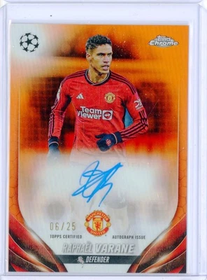 2023-24 Topps UEFA Competitions Chrome RAPHAEL VARANE Orange AUTO Autograph 6/25 - Image 1 of 2