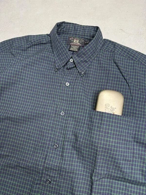 RRL Double RL Ralph Lauren Shirt Mens XLarge Plaid Navy Green Button Down Shirt - Image 1 of 4