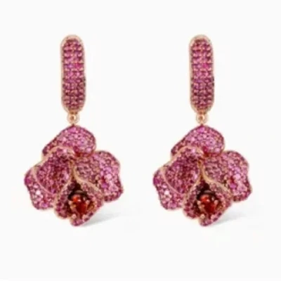 Kate Spade Gold-Tone Pavé Crystal Rose Drop Huggie Hoop Earrings. Retail $80 - Image 1 of 4