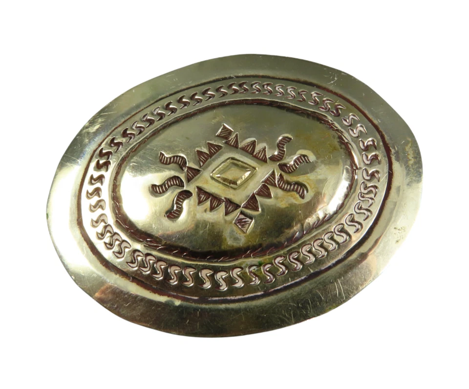 Vintage MARKED MEXICO Silver Alloy? LADIES BELT BUCKLE Stamped Western SUNBURST - Image 1 of 4