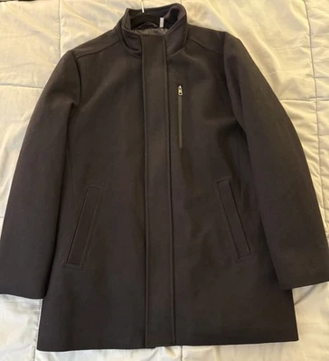 Calvin Klein Mens Overcoat Topcoat Zip Insulated Wool Coat Large L Black NWOT - Image 1 of 4