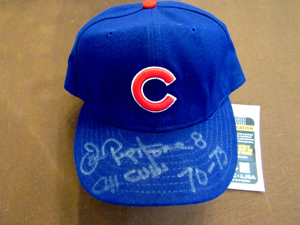 JOE PEPITONE # 8 1970-73 CHICAGO CUBS YANKS SIGNED AUTO NEW ERA CAP JSA BEAUTY - Image 1 of 4