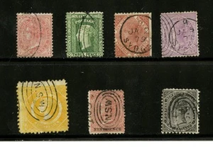 New South Wales #52\\60 (N414) (7) issues 1871-84, Used, FVF, CV$95.00 - Picture 1 of 2