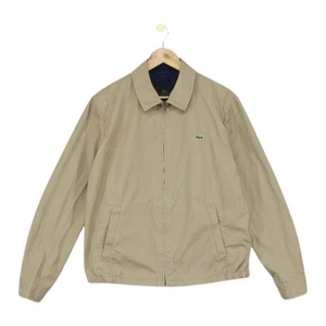Lacoste Bomber Jacket Mens Size L Beige Canvas Full Zip Cotton - Picture 1 of 15