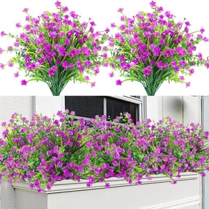 12 Bundles Magenta Artificial Flowers – UV Resistant Outdoor Faux Magenta - Picture 1 of 7