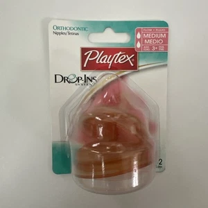 (1) Vintage Playtex Kieferorthopädische Brustwarzen Medium Flow 3+ Monate, 2 Brustwarzen - Bild 1 von 3