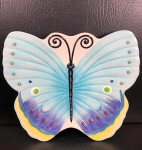 Fitz & Floyd Courtyard Canape Snack Cheese Plate Butterfly Blue Multiples Avail - Picture 1 of 6