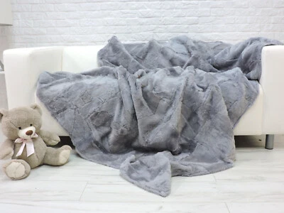 Kuschelig Lammfell Fleece Überwurf Grau Groß Pelz Decke Schafsfell Sofa 649 - Bild 1 von 4