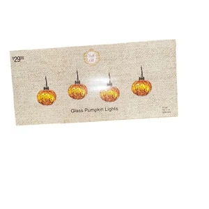 Fall Thanksgiving Pumpkin Glass String Lights Garland BATTERY OPERATED - Picture 1 of 10