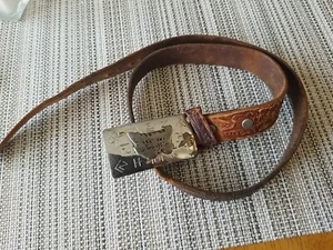 Vintage WELL LOVED Western Tooled Leather Belt Brown 24"-31" Child Cowboy - Picture 1 of 8